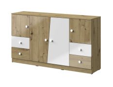Cassettiera Sirte 06 | Rovere e Bianco Lucido | 90 x 160 x 40 cm | 4 Ante e 4 Cassetti