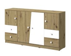 Cassettiera Sirte 06 | Rovere e Bianco Opaco | 90 x 160 x 40 cm | 4 Ante, 4 Cassetti