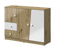 Cassettiera moderna Sirte 07 | Rovere e bianco lucido | 90x120x40 cm | Ampio spazio e stile versatile