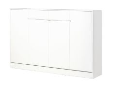 Letto a scomparsa orizzontale | Letto ribaltabile | Letto a muro | Superficie di riposo 120 x 200 cm | Letto singolo | Colore: bianco | con rete a doghe inclusa | 2 ripiani | Nalut 11