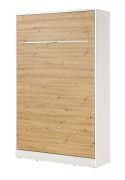 Letto a scomparsa verticale | Letto ribaltabile | Letto a muro | Superficie di riposo 120 x 200 cm | Letto singolo | Colore: rovere / bianco | con rete a doghe inclusa | 3 ripiani | Nalut 08