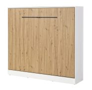 Letto a scomparsa orizzontale | con rete a doghe inclusa | Superficie di riposo 160 x 200 cm | Letto ribaltabile | Letto a muro | Letto matrimoniale | Colore: rovere / bianco / nero | 2 ripiani | Nalut 13