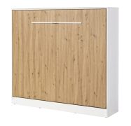Letto a scomparsa orizzontale | con rete a doghe inclusa | Superficie di riposo 160 x 200 cm | Letto ribaltabile | Letto a muro | Letto matrimoniale | Colore: rovere / bianco | 2 ripiani | Nalut 13
