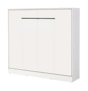 Letto a scomparsa orizzontale | con rete a doghe inclusa | Superficie di riposo 160 x 200 cm | Letto ribaltabile | Letto a muro | Letto matrimoniale | Colore: bianco / nero | 2 ripiani | Nalut 13