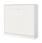 Letto a scomparsa orizzontale | con rete a doghe inclusa | Superficie di riposo 160 x 200 cm | Letto ribaltabile | Letto a muro | Letto matrimoniale | Colore: bianco | 2 ripiani | Nalut 13