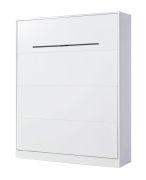 Letto a scomparsa verticale | con rete a doghe inclusa | Superficie di riposo 160 x 200 cm | Letto ribaltabile | Letto a muro | Letto matrimoniale | Colore: bianco / nero | 3 ripiani | Nalut 10