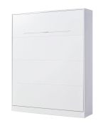 Letto a scomparsa verticale | con rete a doghe inclusa | Superficie di riposo 160 x 200 cm | Letto ribaltabile | Letto a muro | Letto matrimoniale | Colore: bianco | 3 ripiani | Nalut 10