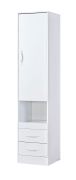 Armadio | Colore: bianco | 50 x 50 x 225 cm | Maniglie in metallo | 1 anta | 2 cassetti | 4 ripiani | 5 scomparti | Nalut 02