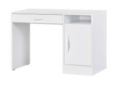 Scrivania con cassetto | 120 x 50 x 81 cm | Colore: bianco | 1 anta | 3 scomparti | Maniglie in metallo | 1 ripiano | Nalut 04