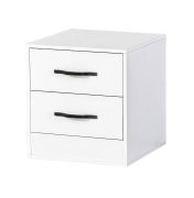 Comodino | Tavolino da comodino | Comodino | 50 x 50 x 55 cm | Colore: bianco / nero | 2 cassetti | Maniglie in metallo | Nalut 05