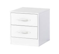 Comodino | Comodino da notte | Comodino | 50 x 50 x 55 cm | Colore: bianco | 2 cassetti | Maniglie in metallo | Nalut 05