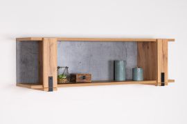 Mensola Atule 08 rovere e grigio | Stile industriale | 28 x 100 x 24 cm | 3 scomparti