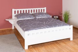Letto matrimoniale in legno massiccio di faggio bianco 108, rete a doghe inclusa, superficie di riposo 160 x 200 cm, letto moderno per ospiti, alta qualità, buona lavorazione, montaggio rapido