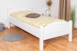 Letto bambini e ragazzi in legno massiccio di faggio 113 | Bianco | 90x200 cm | Rete a doghe inclusa | Montaggio facile