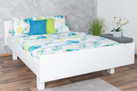 Elegante letto matrimoniale in legno massiccio di faggio 116, letto per ospiti in bianco, incl. rete a doghe, superficie di appoggio 160 x 200 cm, montaggio rapido, alta qualità del legno, robusto