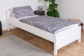 Letto singolo bianco, robusto letto per ospiti in legno di faggio massiccio 117, incl. rete a doghe, superficie di riposo 90 x 200 cm