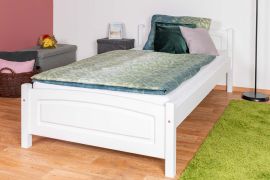 Letto singolo in legno massiccio, robusto letto per ospiti in faggio massiccio 117, bianco, incl. rete a doghe, superficie di appoggio 100 x 200 cm