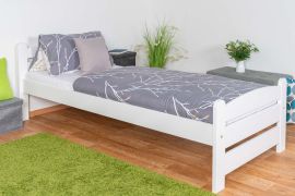 Letto singolo bianco, letto per ospiti di alta qualità, faggio massiccio 118, incl. rete a doghe, superficie di riposo 80 x 200 cm