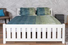 Letto matrimoniale "65", pino massiccio, bianco, incl. rete a doghe, 160 x 200 cm, montaggio rapido e semplice, lunga durata