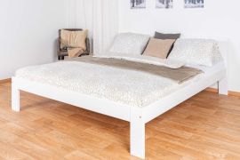 Letto matrimoniale in pino massiccio bianco 73, letto per ospiti con rete a doghe, superficie di appoggio 180 x 200 cm, montaggio rapido e semplice, lavorazione di alta qualità