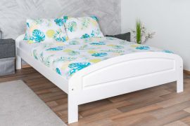 Letto singolo bianco, letto moderno per ospiti in pino massiccio 87A, rete a doghe inclusa, dimensioni del materasso 140 x 200 cm, alta qualità del legno, montaggio semplice