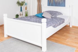 Letto alla francese "98", pino massiccio, bianco, incl. rete a doghe, 140 x 200 cm