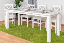 Tavolo da pranzo bianco in pino massiccio Junco 241B | 80 x 200 cm | Design semplice | Robusto e durevole