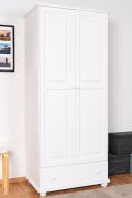 Armadio pino massiccio Junco 10A bianco | 195 x 84 x 59 cm | 1 asta appendiabiti e 1 cassetto | Alta qualità