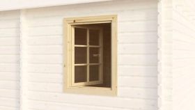 Finestra singola per casette da giardino da 44 mm, dimensioni: 945 x 725 mm, cerniera della finestra a destra