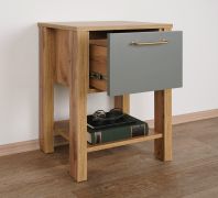 Comodino Braianik 30 | Rovere Wotan e verde | 1 cassetto, vano libri | 59 x 42 x 37 cm