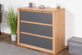 Cassettiera moderna "Faleula" 04 | Rovere/Grigio | 79 x 90 x 43 cm | ABS | 3 cassetti | Design senza maniglie