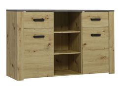 Cassettiera Talimatau 02 | Rovere e grigio | 86 x 138 x 43 cm | Design moderno e pratico