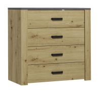 Cassettiera Talimatau 04 rovere/grigio | 4 cassetti | 86 x 91 x 43 cm | Design moderno e funzionale