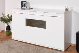 Madia "Garim" 3 bianco lucido | 85 x 150 x 45 cm | Design moderno, LED, Soft Close