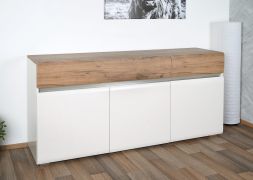 Cassettiera Papauta 21 | Cashmere e rovere scuro | 86 x 176 x 45 cm | Design moderno ed elegante