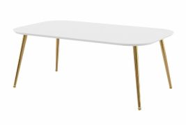 Tavolino da salotto Palauli 06 | bianco opaco | gambe oro | 110 x 65 x 42 cm | design moderno