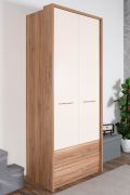 Armadio battente Gataivai 43 | Beige lucido e noce | 224 x 92 x 56 cm | Design moderno e capiente