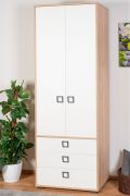 Armadio cameretta "Benjamin" 18 | Faggio e bianco | 236 x 84 x 56 cm | Ante battenti, Soft Close