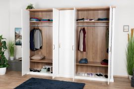 Armadio con ante battenti Lotofaga 17 | Bianco e Noce | 227 x 291 x 59 cm | Stile moderno