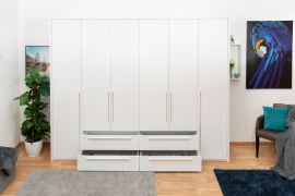 Armadio battente con cornice Siumu 35 | Bianco lucido | 226x277x60 cm | Design moderno e funzionale