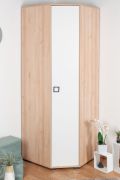 Armadio angolare per cameretta "Benjamin" 20 | Faggio e bianco | 236 x 86 x 86 cm | Stile moderno e funzionale