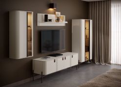 Set soggiorno 4 pezzi Aufaga | Cashmere | Strisce in rilievo | Soft close | Gambe in metallo