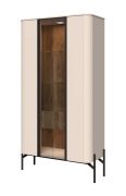 Vetrina con LED | Cashmere elegante | 180 x 94 x 40 cm | 2 ante vetro | 1 cassetto | 4 scomparti | soft close | gambe metallo