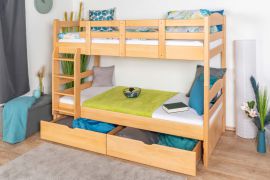 Letto a castello 90 x 200 cm per adulti "Easy Premium Line" K17/n incl. 2 cassetti e 2 pannelli di copertura, legno massiccio di faggio naturale, laccato, divisibile