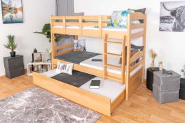 Letto a castello 90 x 200 cm per adulti "Easy Premium Line" K17/n incl. lettino e 2 pannelli di copertura, legno massiccio di faggio naturale, laccato, divisibile
