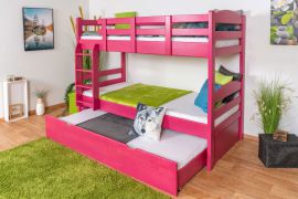 Letto a castello divisibile 90 x 200 cm rosa | Easy Premium Line K17/n | Faggio massello, letto estraibile, pannelli di copertura