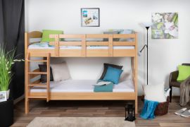 Letto a castello per adulti "Easy Premium Line" K18/n, testata con fori, legno massiccio di faggio naturale - 90 x 190 cm, (L x P) divisibile