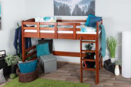 Letto a soppalco 90 x 200 cm per adulti, "Easy Premium Line" K22/n, legno massiccio di faggio color ciliegio, divisibile