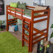 Letto a soppalco 90 x 190 cm Easy Premium Line K22/n | Faggio massello ciliegio | Divisibile | Scala inclusa