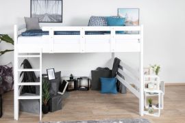 Letto a soppalco 160 x 190 cm per adulti "Easy Premium Line" K23/n, legno massiccio di faggio laccato bianco, divisibile
